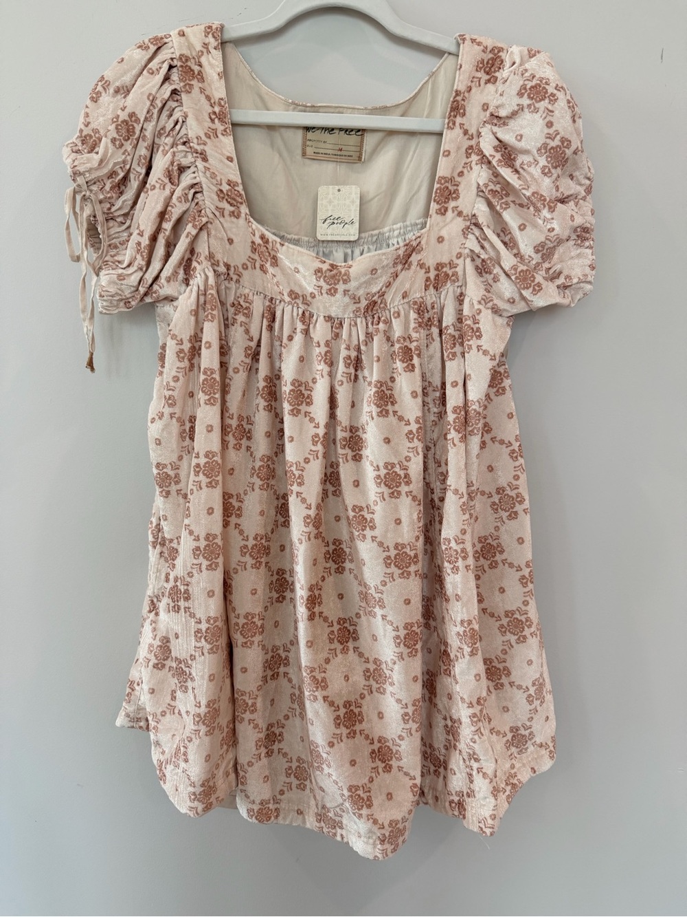 We The Free Dusty Pink Floral Puff-Sleeve Peasant Top/Dress